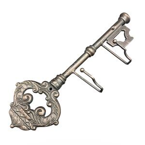 Ornate Cast Iron Victorian Skeleton Key Coat Hanger Antiqued Brass